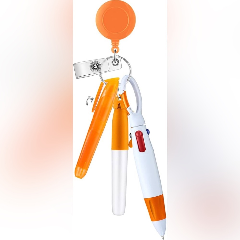 Multicolor Retractable Badge Holder Pen Set